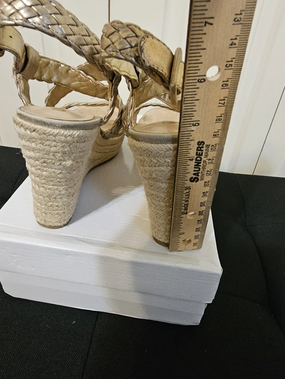 Unisa Gold Braided Slingback Wedge Sandals